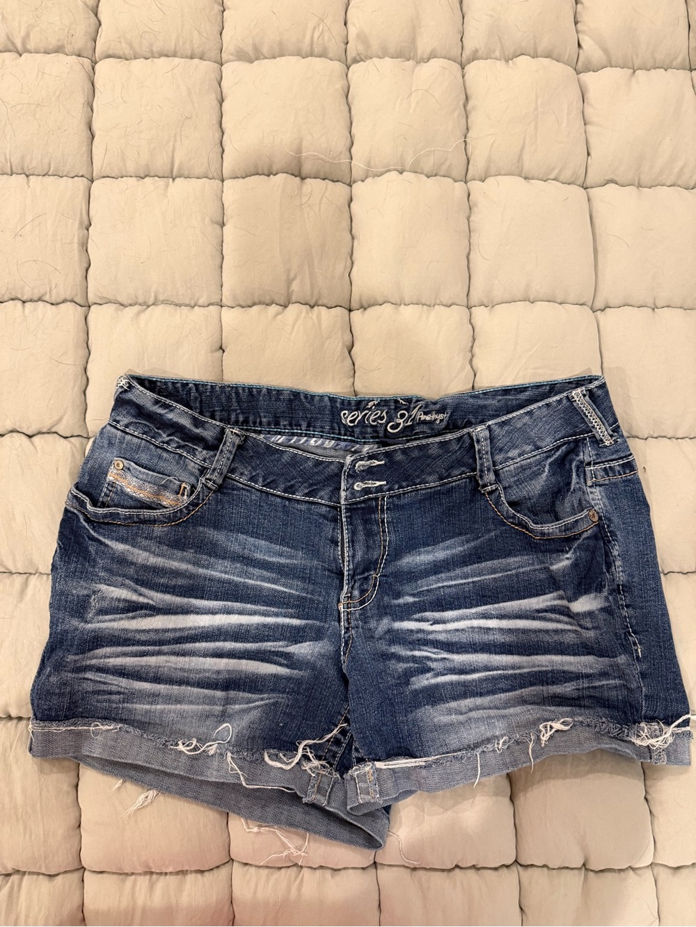 Amethyst Jeans Distressed Blue Denim Cutoff Shorts